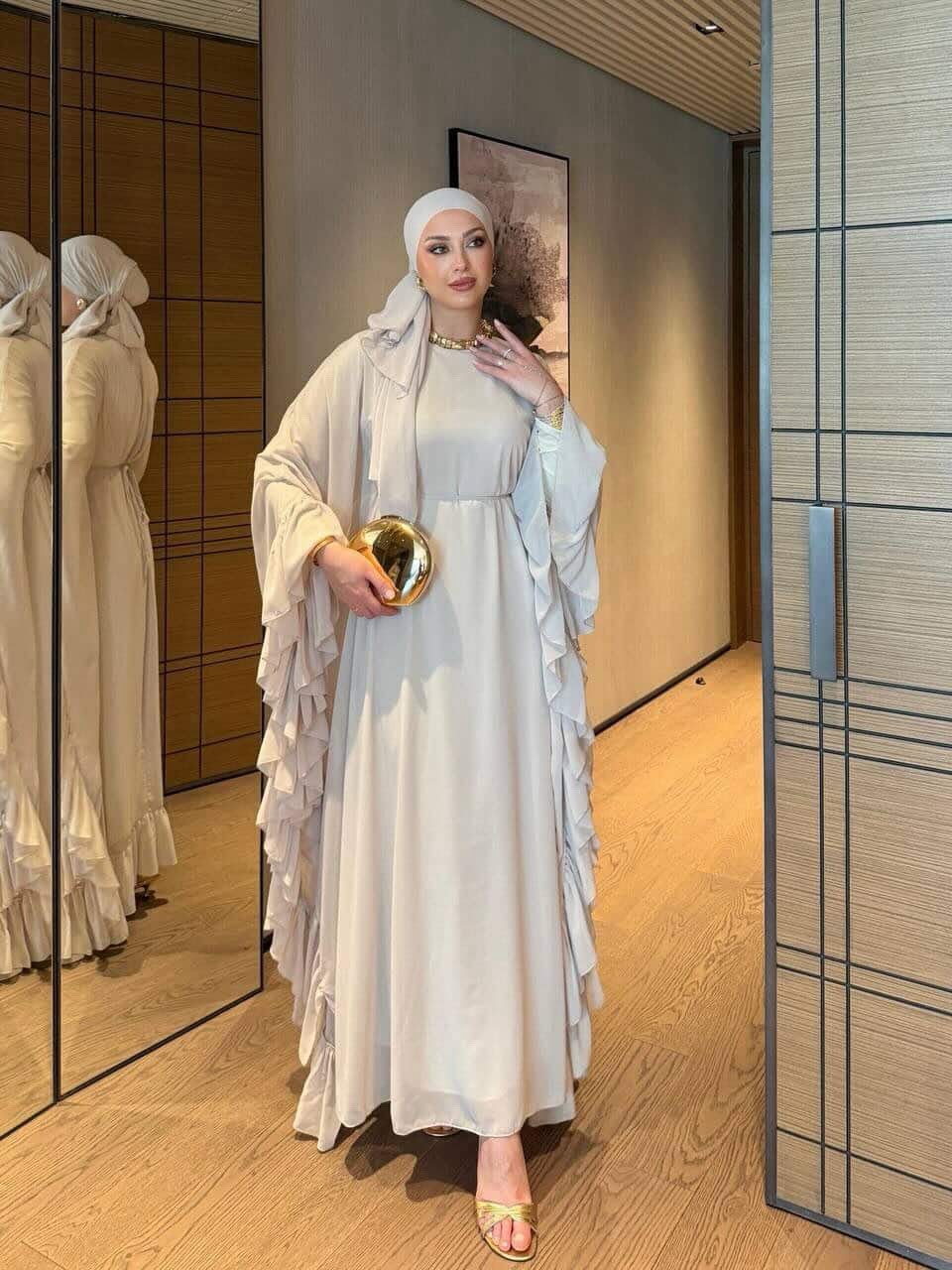 Ivory Butterfly Dress with Hijab
