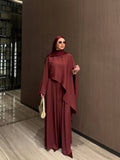 Burgundy Wide-Leg Pants Set