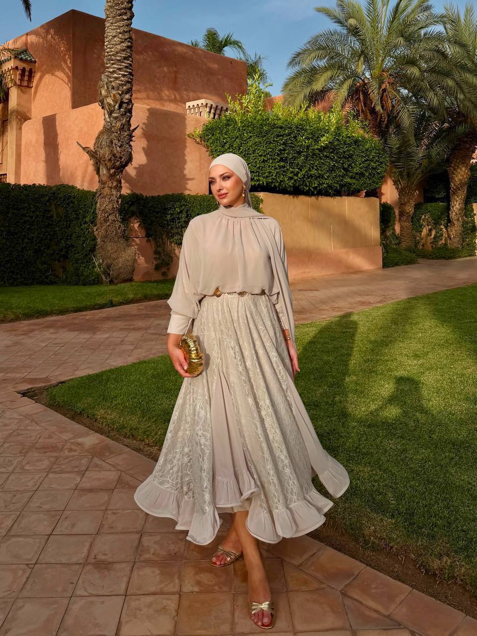 Ivory Lace Skirt Set