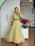 Pistachio Green Pleated Polka Dot Maxi Dress