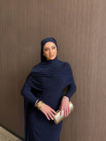 Navy Draped Maxi Dress