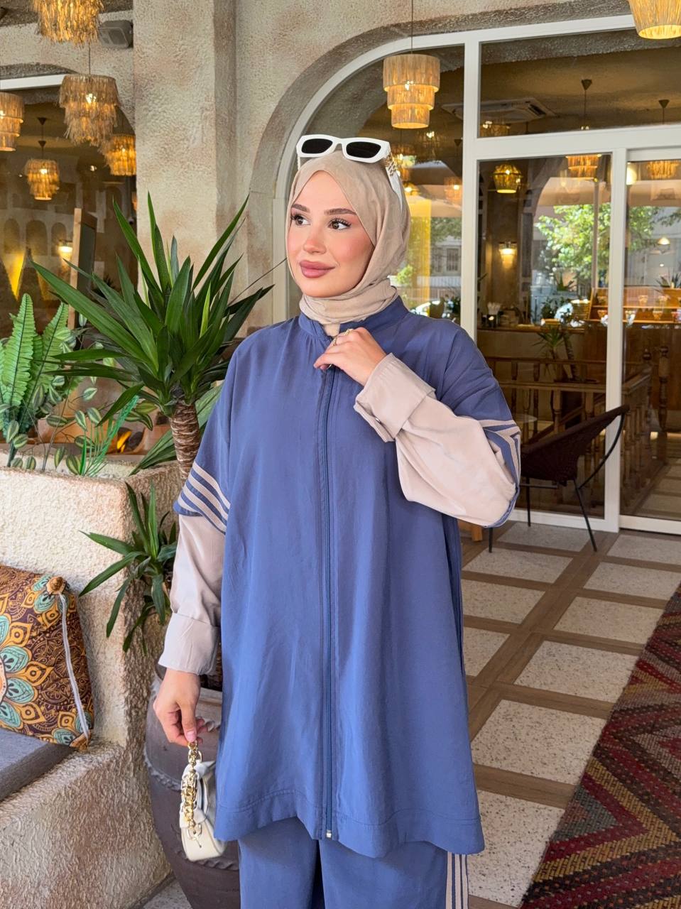 Blue & Beige Cupro Set