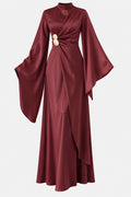 Maroon Satin Maxi Dress