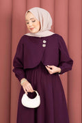 Plum Cape-Detail Two-Piece Maxi Dress Set