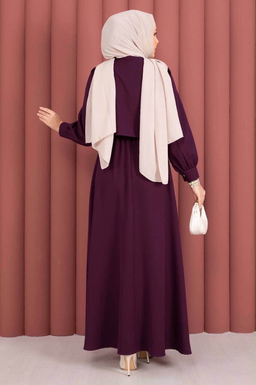 Plum Cape-Detail Two-Piece Maxi Dress Set