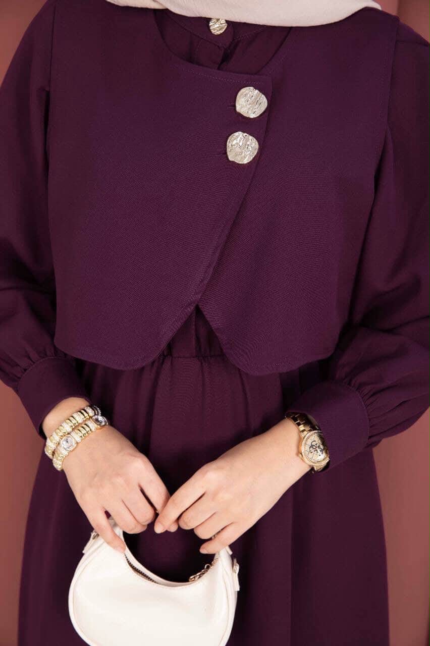 Plum Cape-Detail Two-Piece Maxi Dress Set