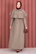 Taupe Cape-Detail Two-Piece Maxi Dress Set