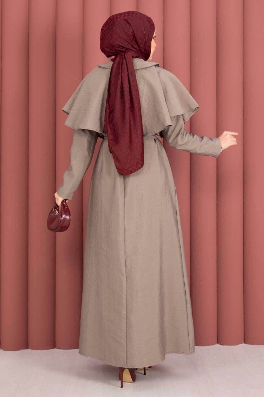 Taupe Cape-Detail Two-Piece Maxi Dress Set