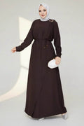 Chocolate Brown Buckle Detail Maxi Dress