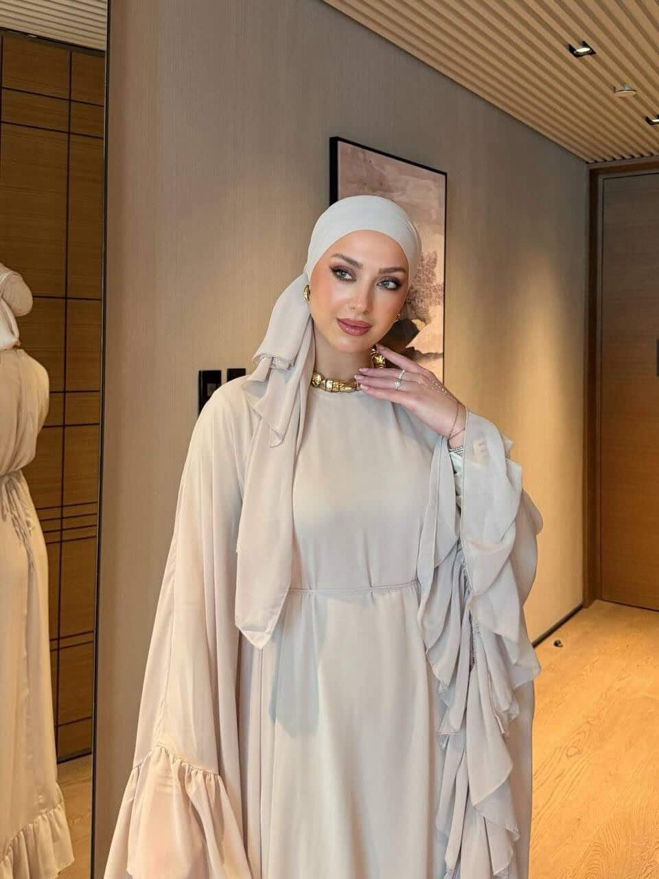 Ivory Butterfly Dress with Hijab