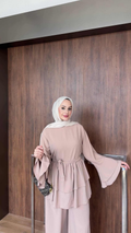 Soft Taupe Layered Ruffle Two-Piece Set