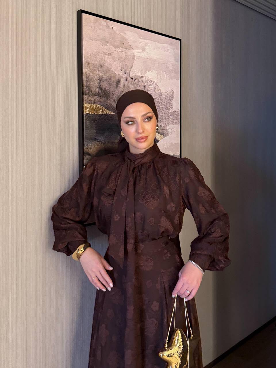 Brown Lace Two-Piece Skirt Set
