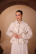 Ivory Floral Print Jacket & Maxi Skirt Set